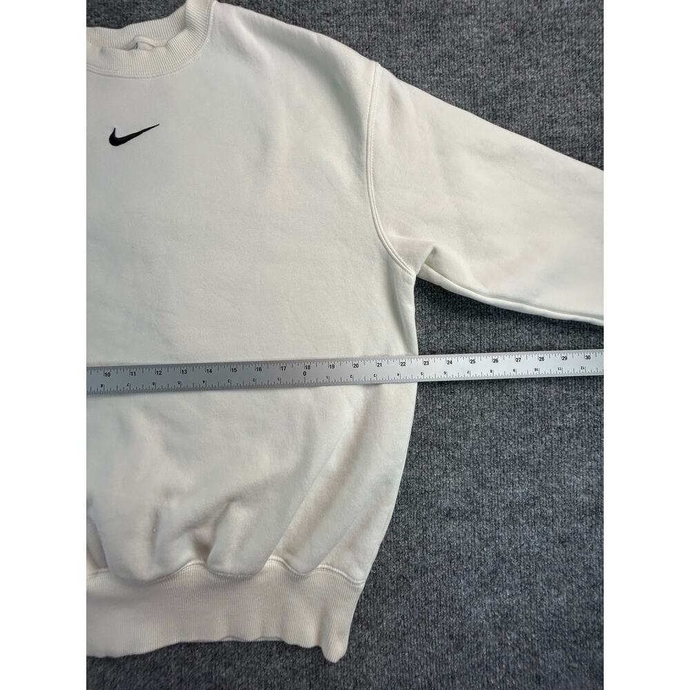 Nike Center Swoosh Fleece Crewneck Sweatshirt Cream Off White Men's Size Small - Picture 3 of 5